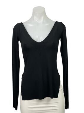 MDNT : 45 Avant-Garde Women's Black Long Sleeve Slit Tunic Blouse Top Size XS